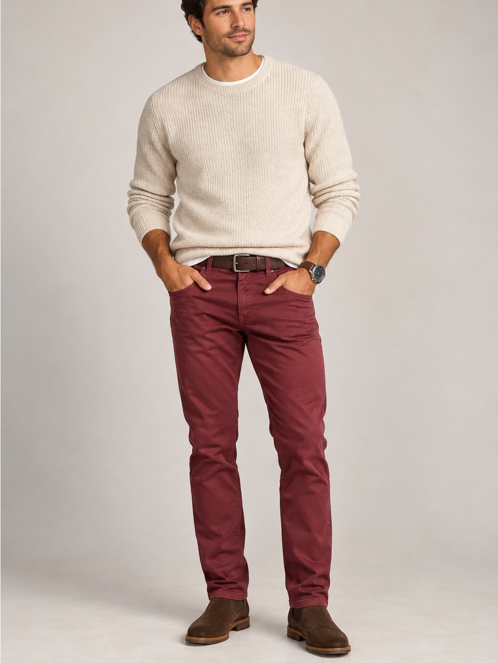 J Brand Kane men’s 33 burgundy slim straight pants garment dyed jeans